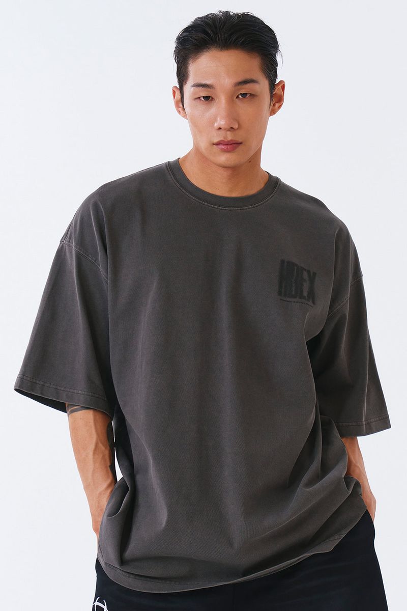  Crack Printed Pigment Short Sleeve Pigment Charcoal