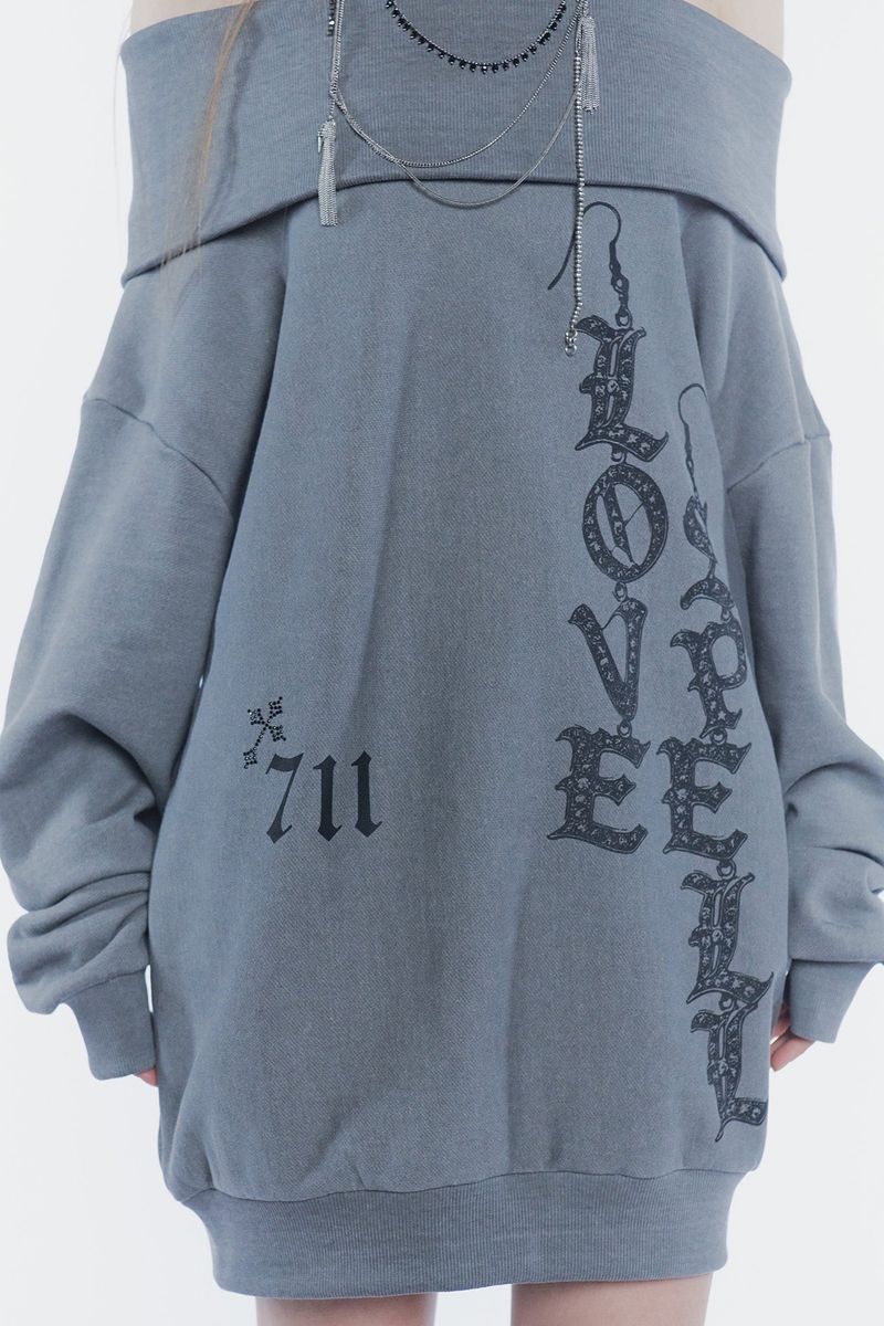 SPELL OFF-SHOULDER SWEATSHIRT charcoal