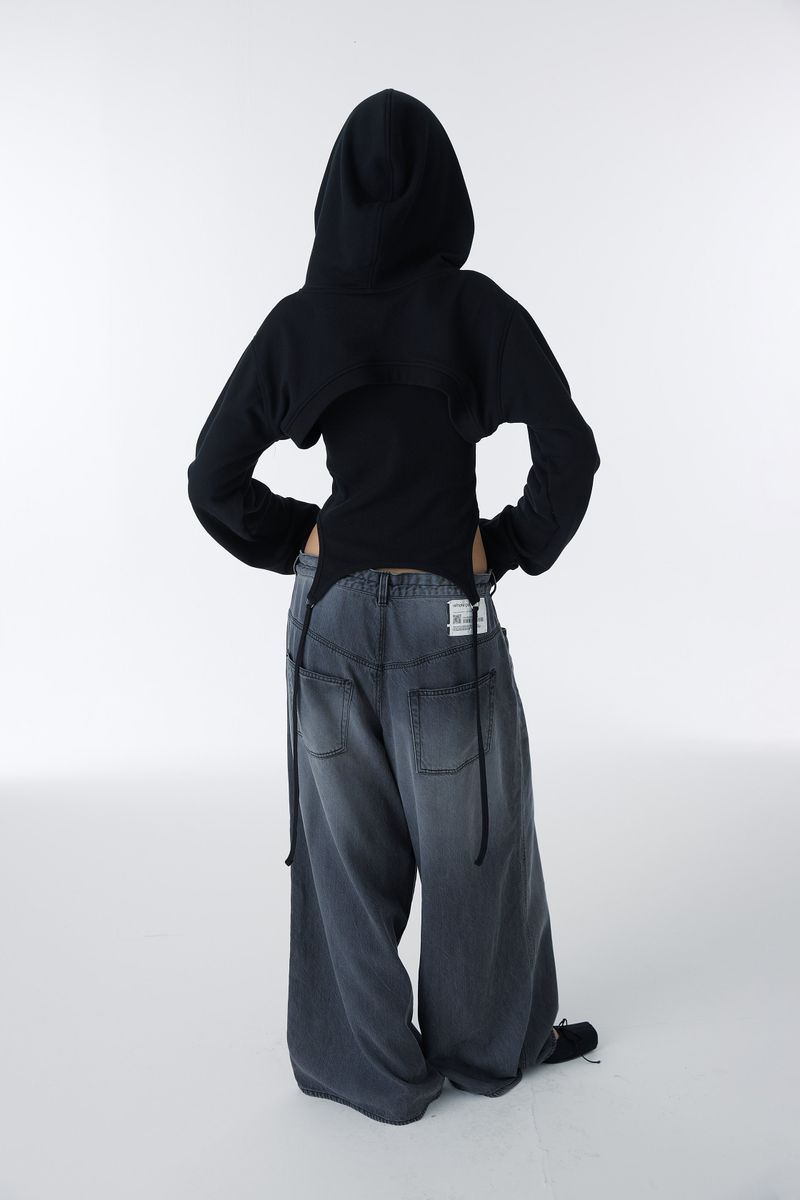 CORSAJE CROP ZIP-UP HOODIE (BLACK)