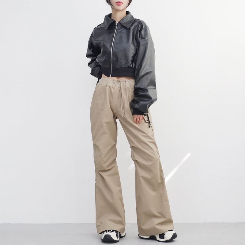 Viola cropped leather jacket