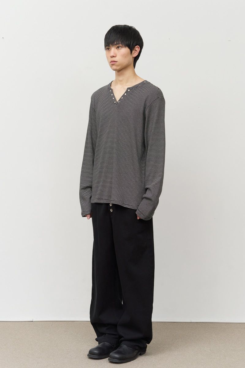 Neck Stud Striped Longsleeve