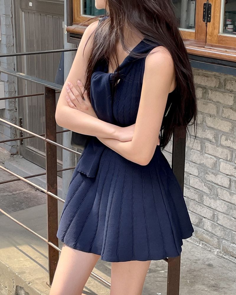 Laik knit shawl mini dress
