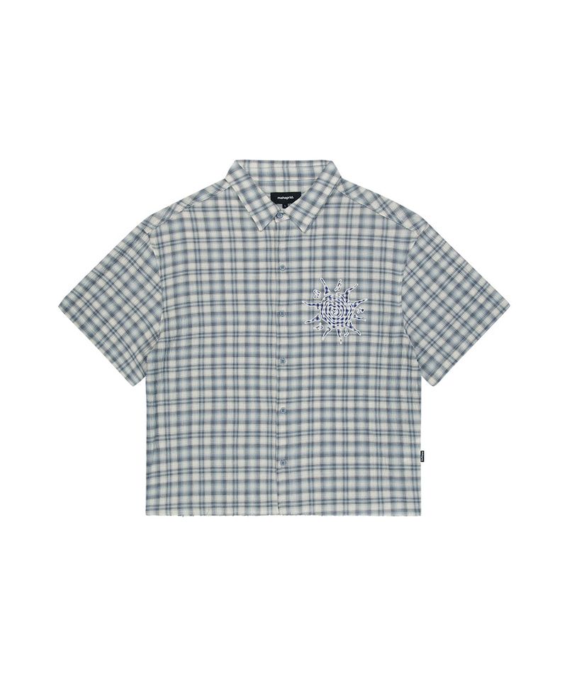 CHECK APPLIQUE HALF SHIRT