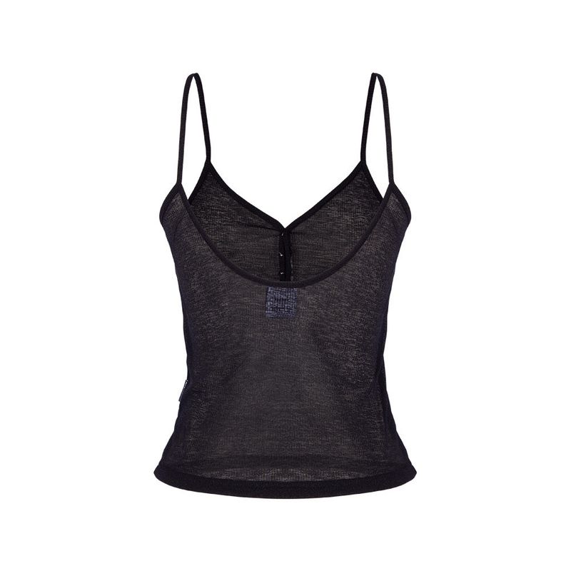 SEETHROUGH BUTTON SLEEVELESS_Black