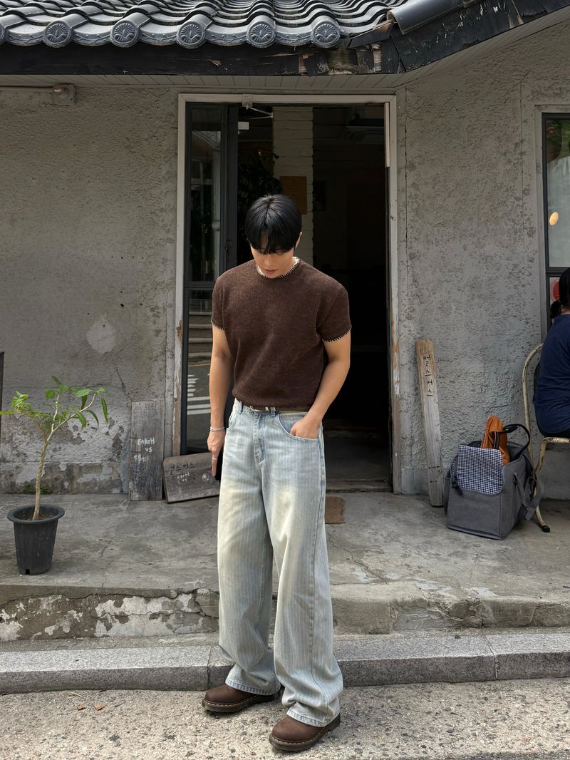 Fitz stripe denim pants