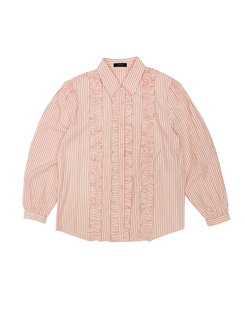 Stripe Frill Blouse (pink)