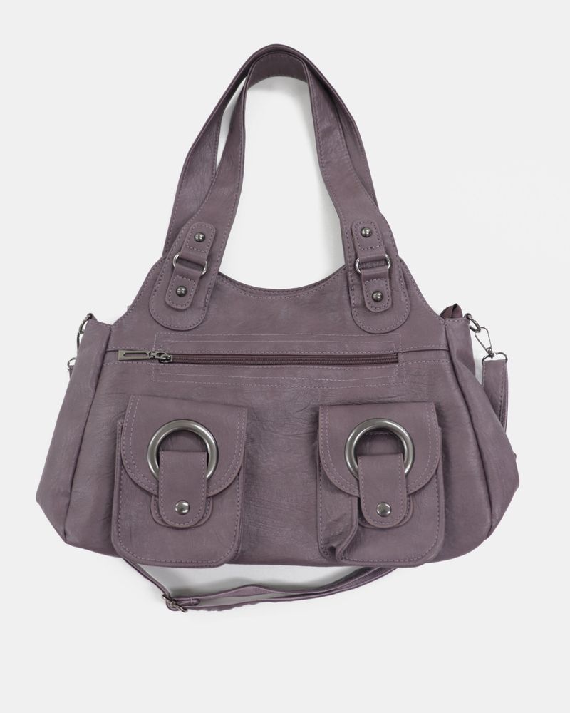 Clean Vintage Pocket Leather Shoulder Bag