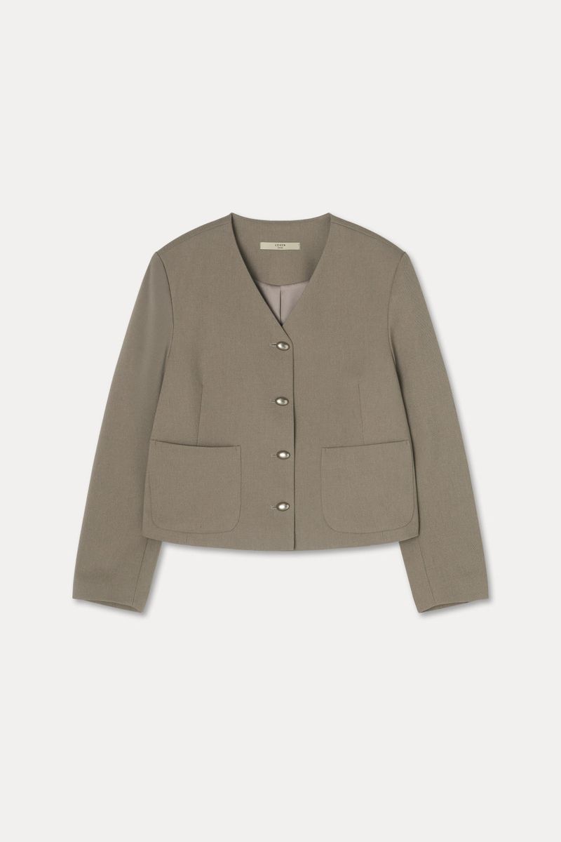 Pebble Button Twill Jacket_Beige
