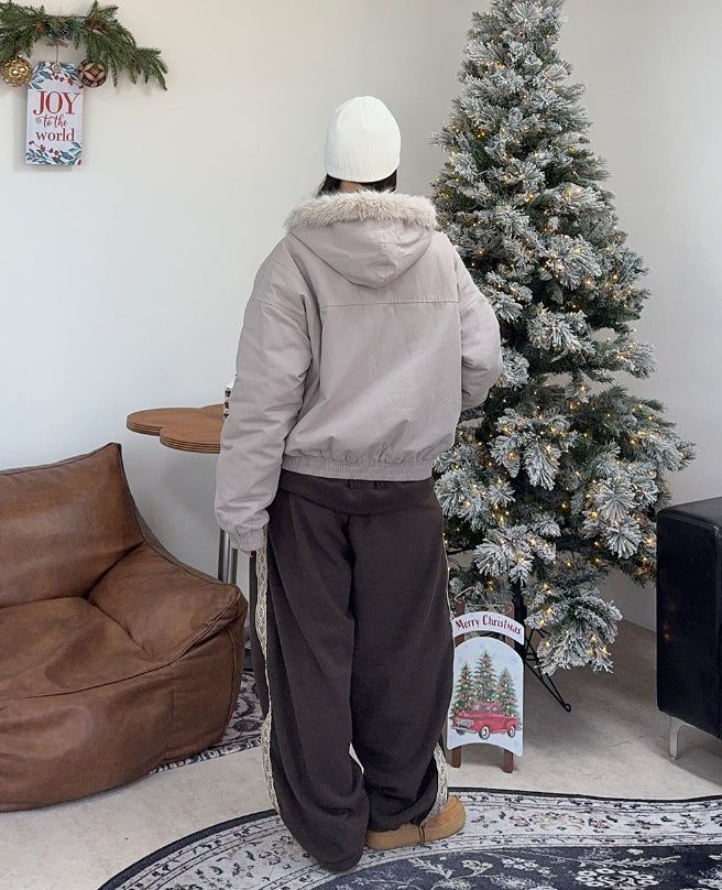 Rat Fur Hooded Bomber Jacket