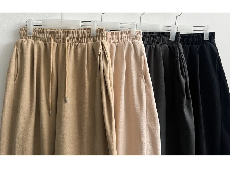 Romy back pocket side pin tuck hem string cotton wide pants