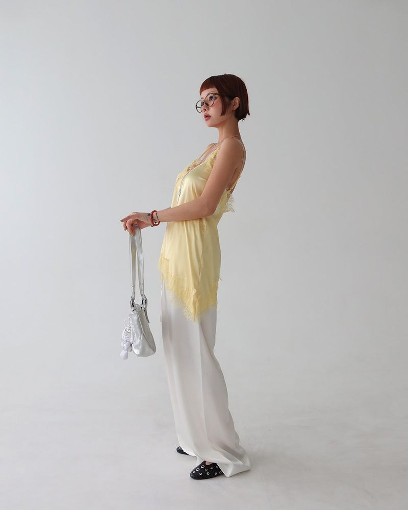 unbalanced lace bustier blouse