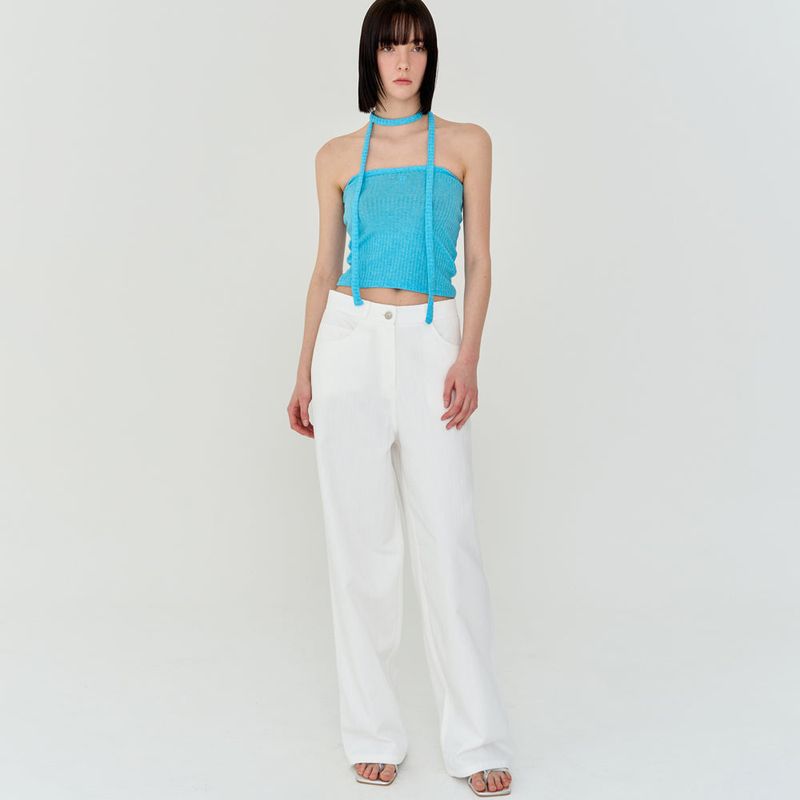 COTTON STRIPE WIDE PANTS (WHITE)