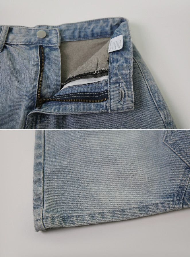 Light Washing Denim Mini Skirt (2color)