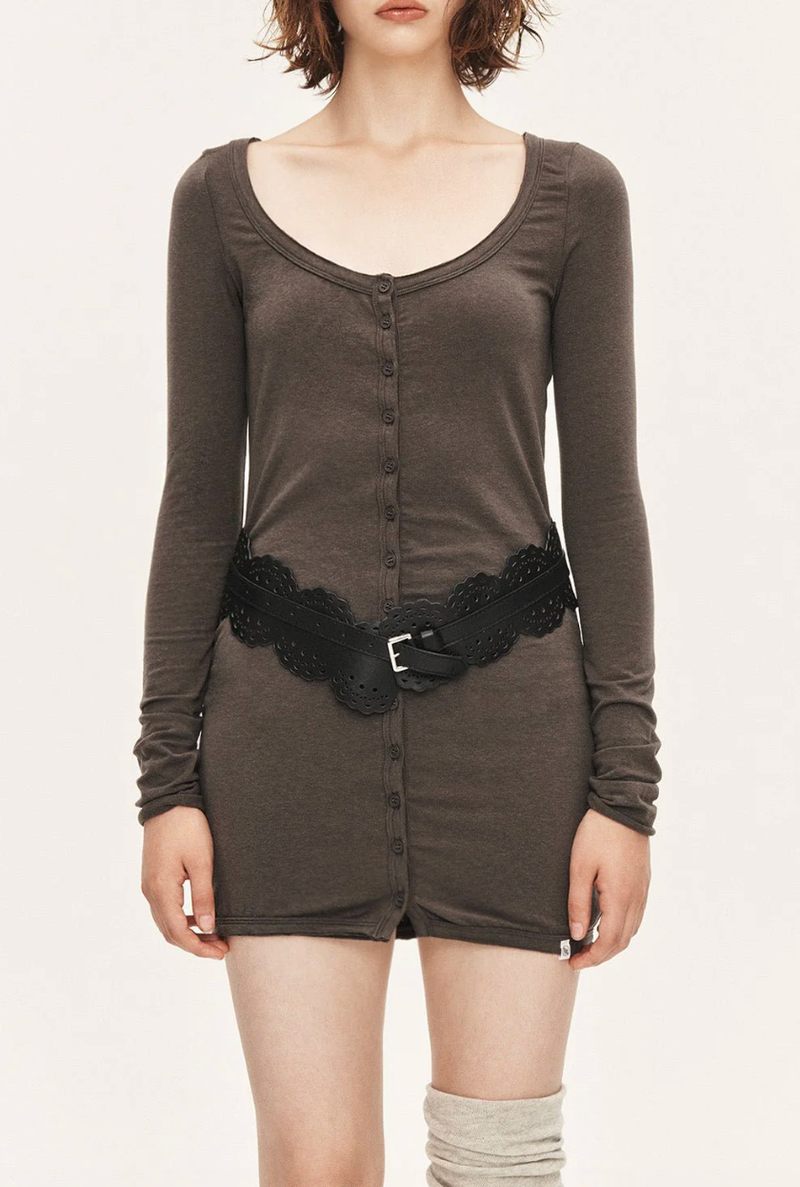 Basic open tee - charcoal