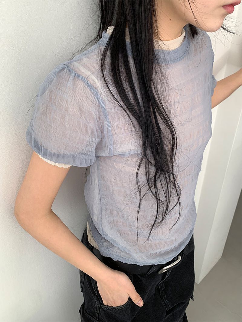 SHEER PUFF BLOUSE (4C)