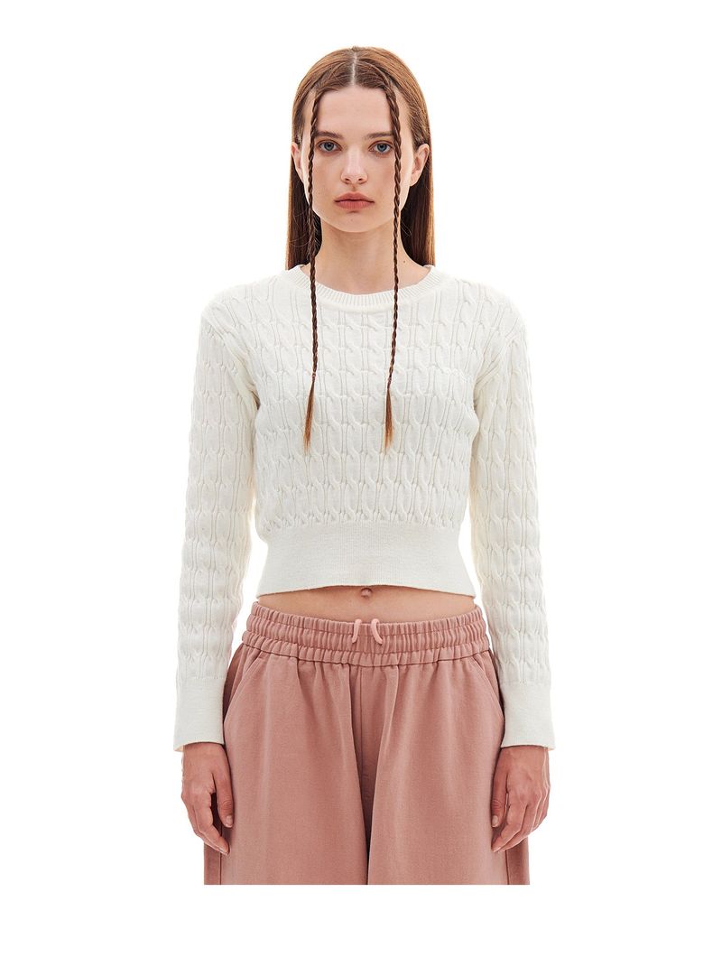 ARCHIVE BOLD(アーカイブボールド)の「CABLE CROP KNIT (IVORY)(Tops)」