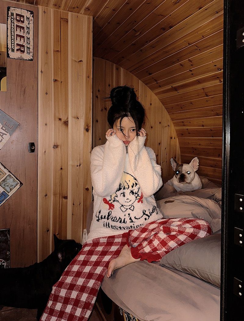 Anvely Checkered Sleep Pajamas Set
