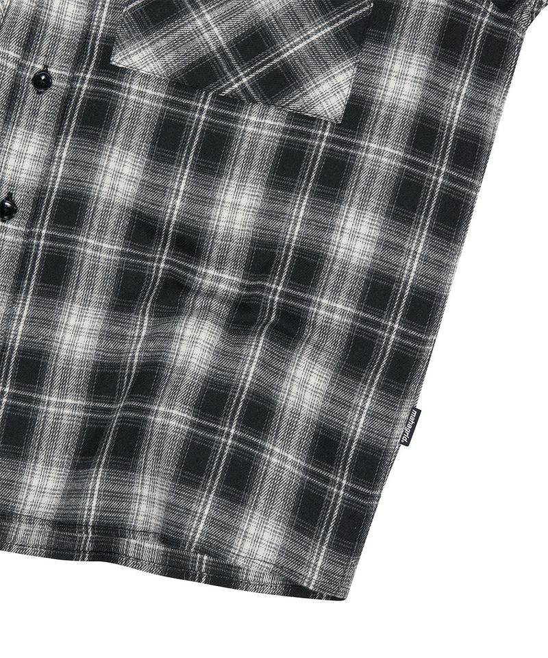 TWO POCKET CROP CHECK SHIRT_BLACK