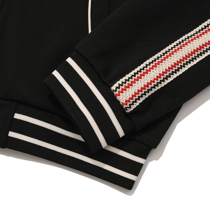CHERRY LACE POINT CROP TRACK JUMPER [BLACK]