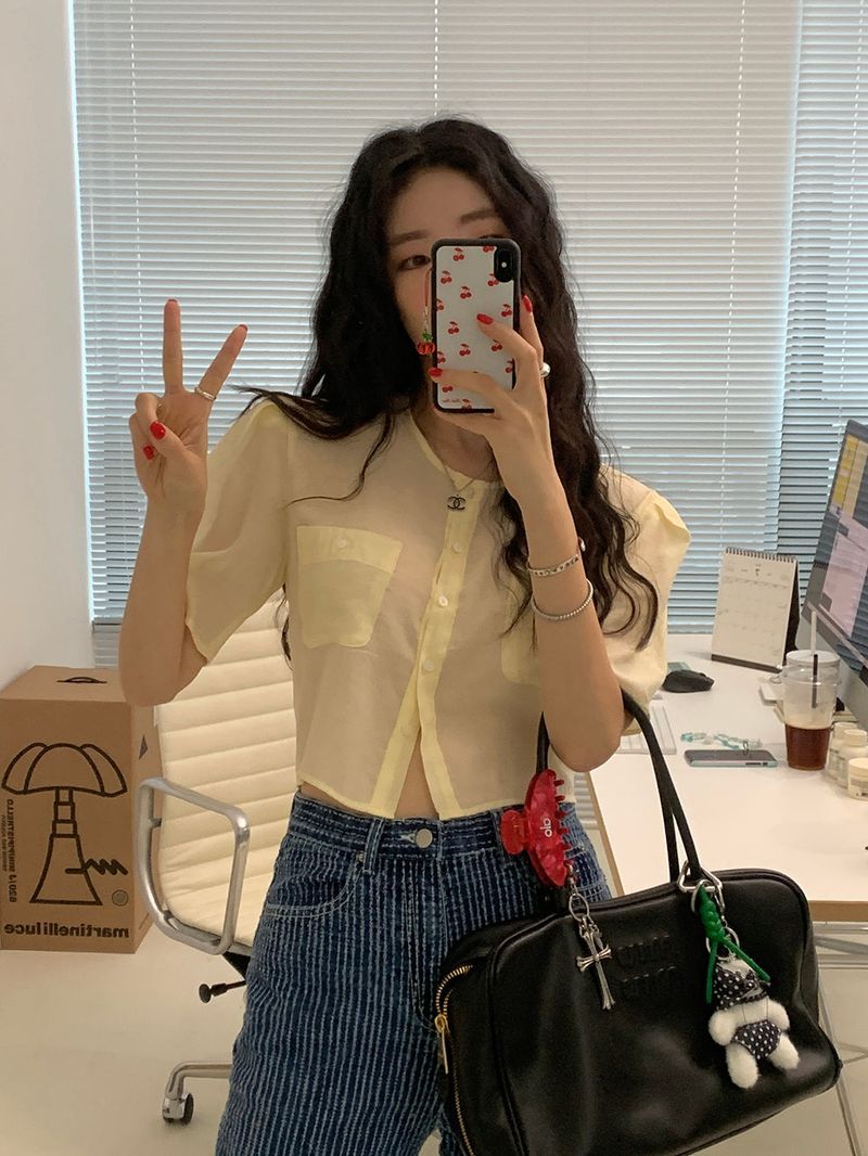 [MADE] ERT SEE-THROUGH PUFF BLOUSE