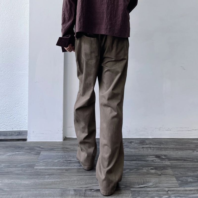 Ribbed Draped Wide Trousers
