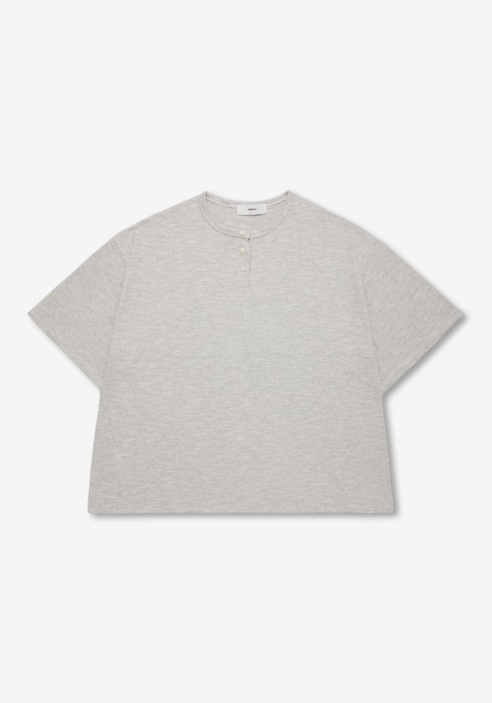 [SEMADE] Short Slub Henley Neck Over Sleeve 슬럽 헨리넥 티셔츠 (반팔)