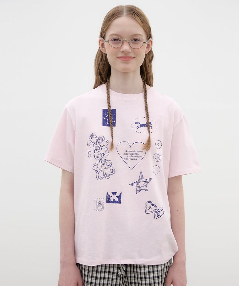 Drawing Diary Oversized T-shirt - Pink