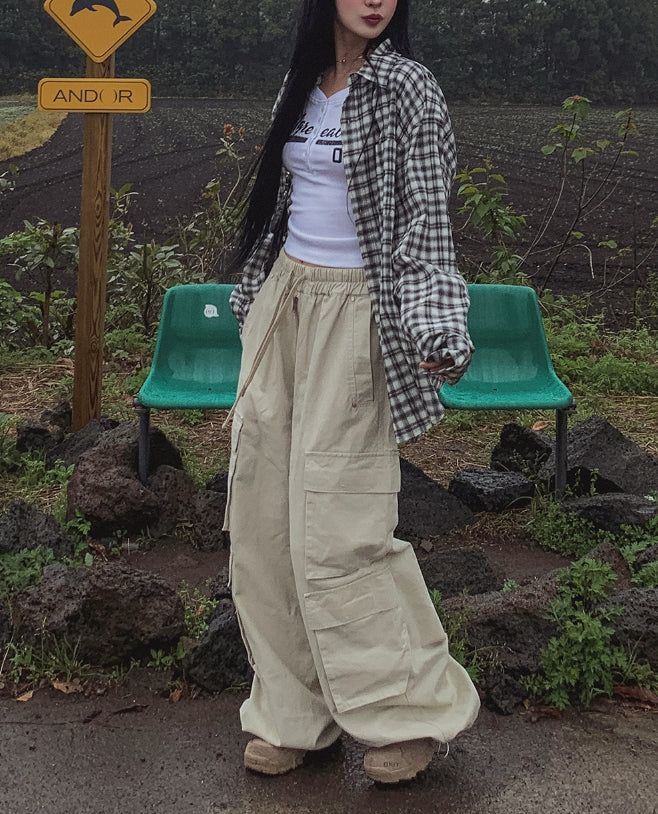ruby zipper wide cargo pants
