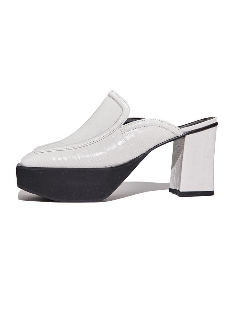 SQUARE TOE MULE-IVORY