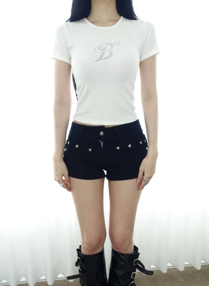 Black Stud Shorts