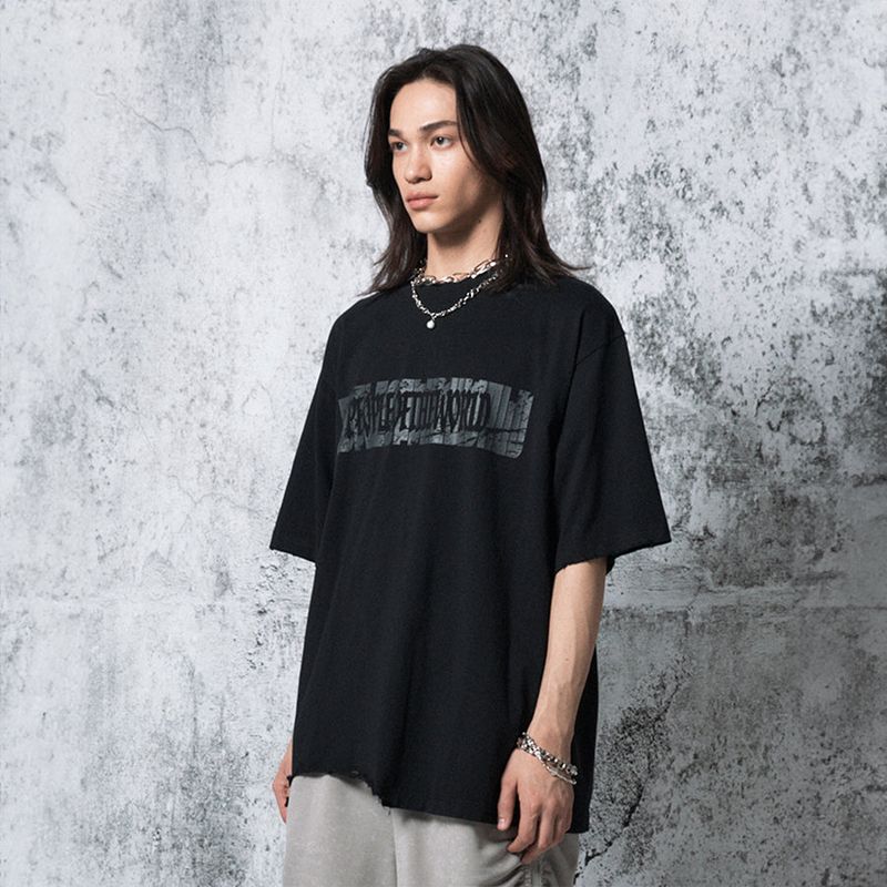 Crack Logo semi Oversized Fit T-Shirt (BLACK)