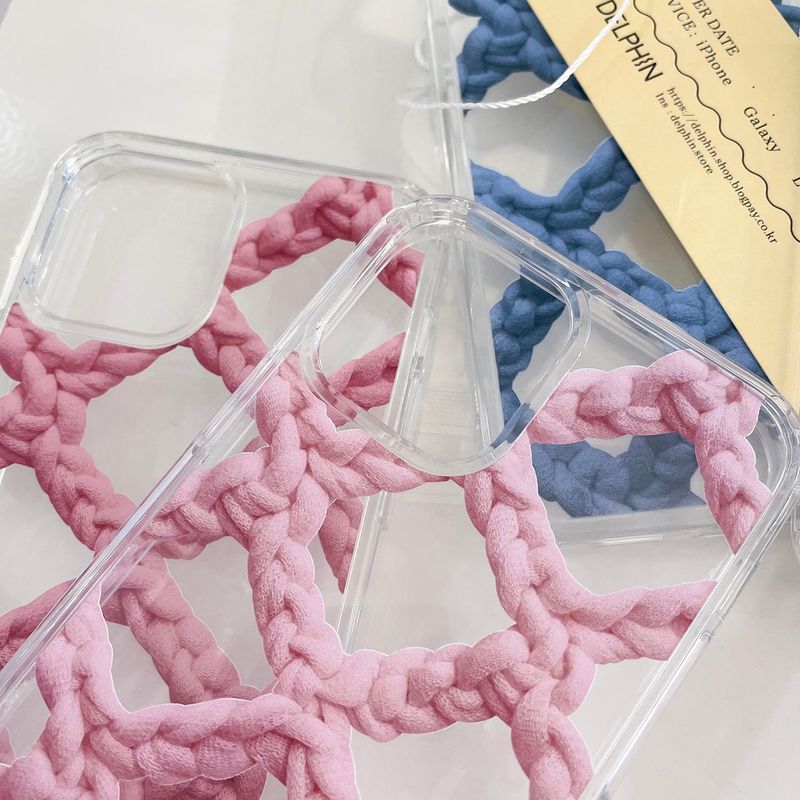 CROCHET NET PHONE CASE_PINK
