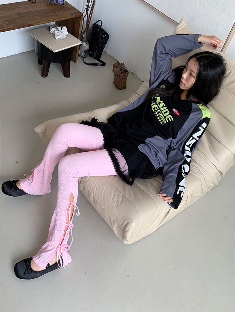 RIBBON BOOTCUT LEGGINGS (4COLOR)