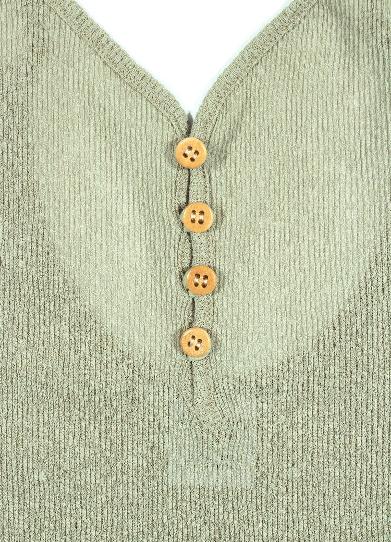 SEETHROUGH BUTTON SLEEVELESS_Khaki