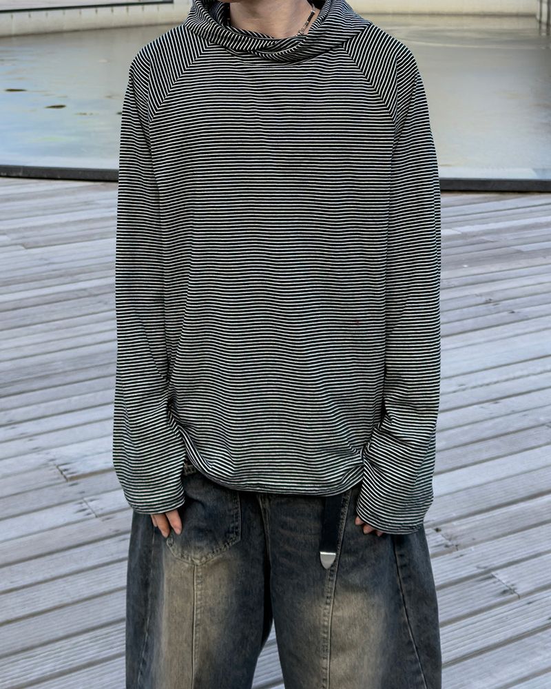 JIIGEUM(ジグム)の「Ron layered stripe hoodie(Tops)」