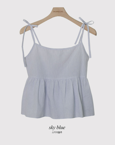 Stripe Flare Sleeveless Blouse (3color)