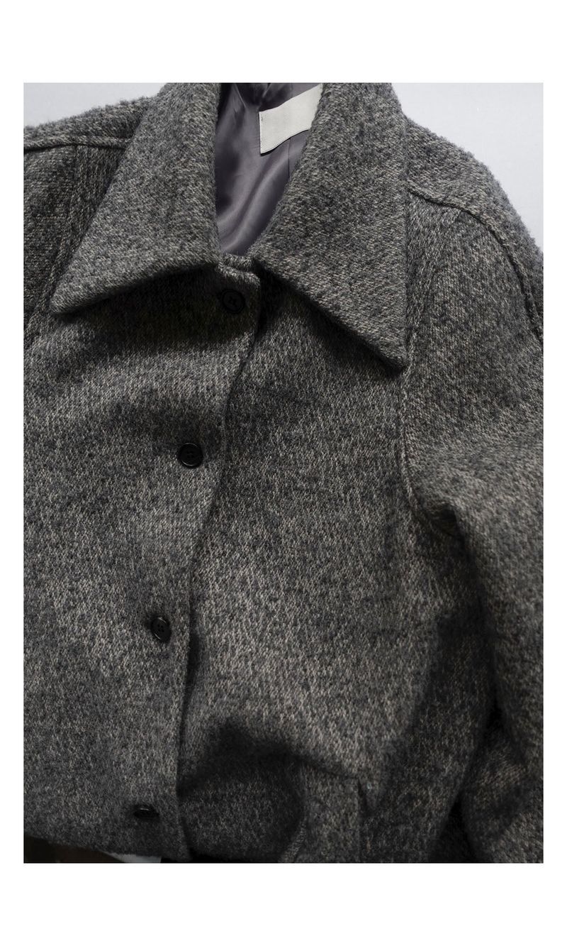 Grain collar raglan coat