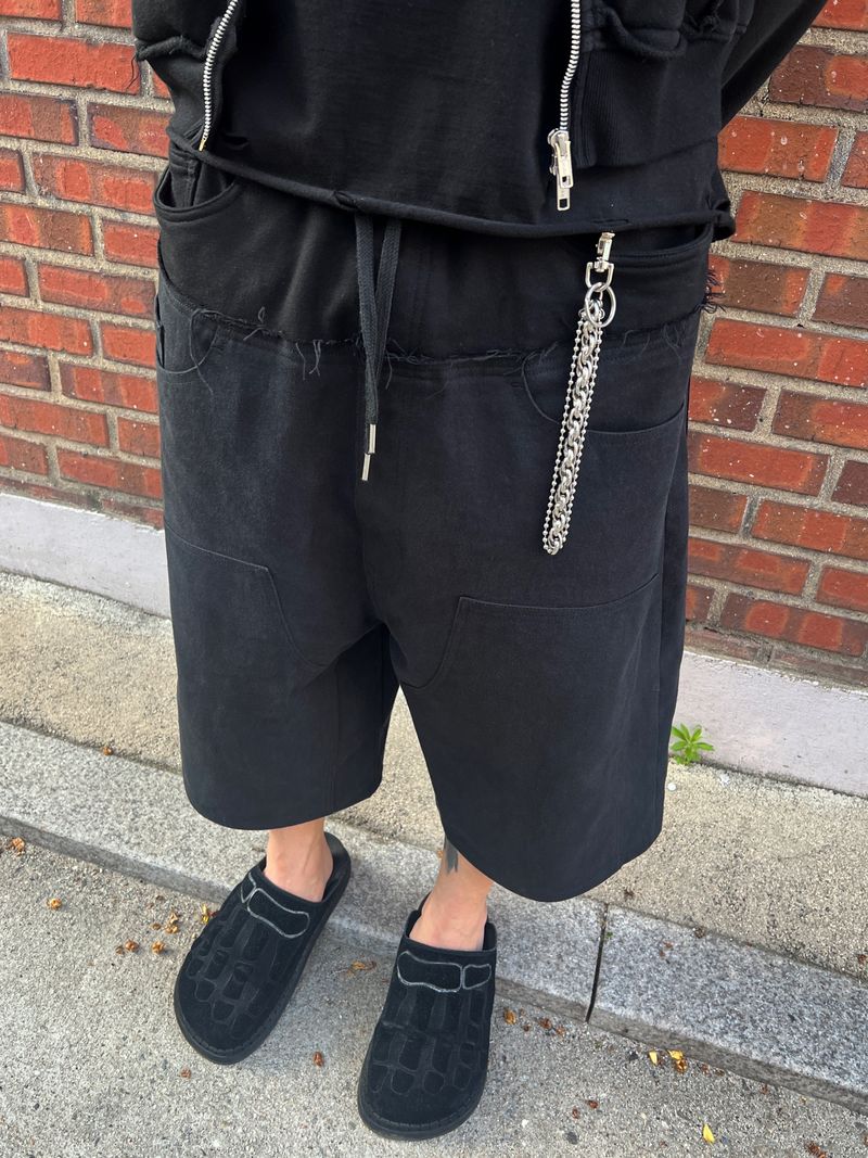 SWEAT X DENIM 2 LAYERED SHORTS