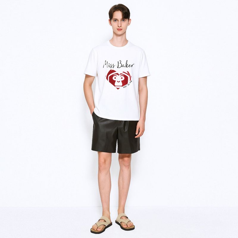 ハートバイカーTシャツホワイト / レッド(MAN)