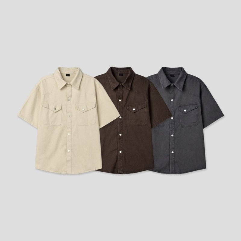 LMN Cattle Caccion Western Cotton Short-Sleeved Shirt (3 colors)