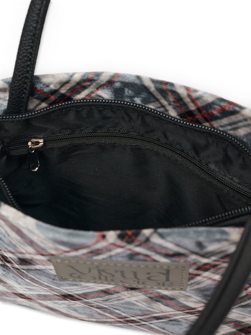 check mini velvet cross bag [charcoal]