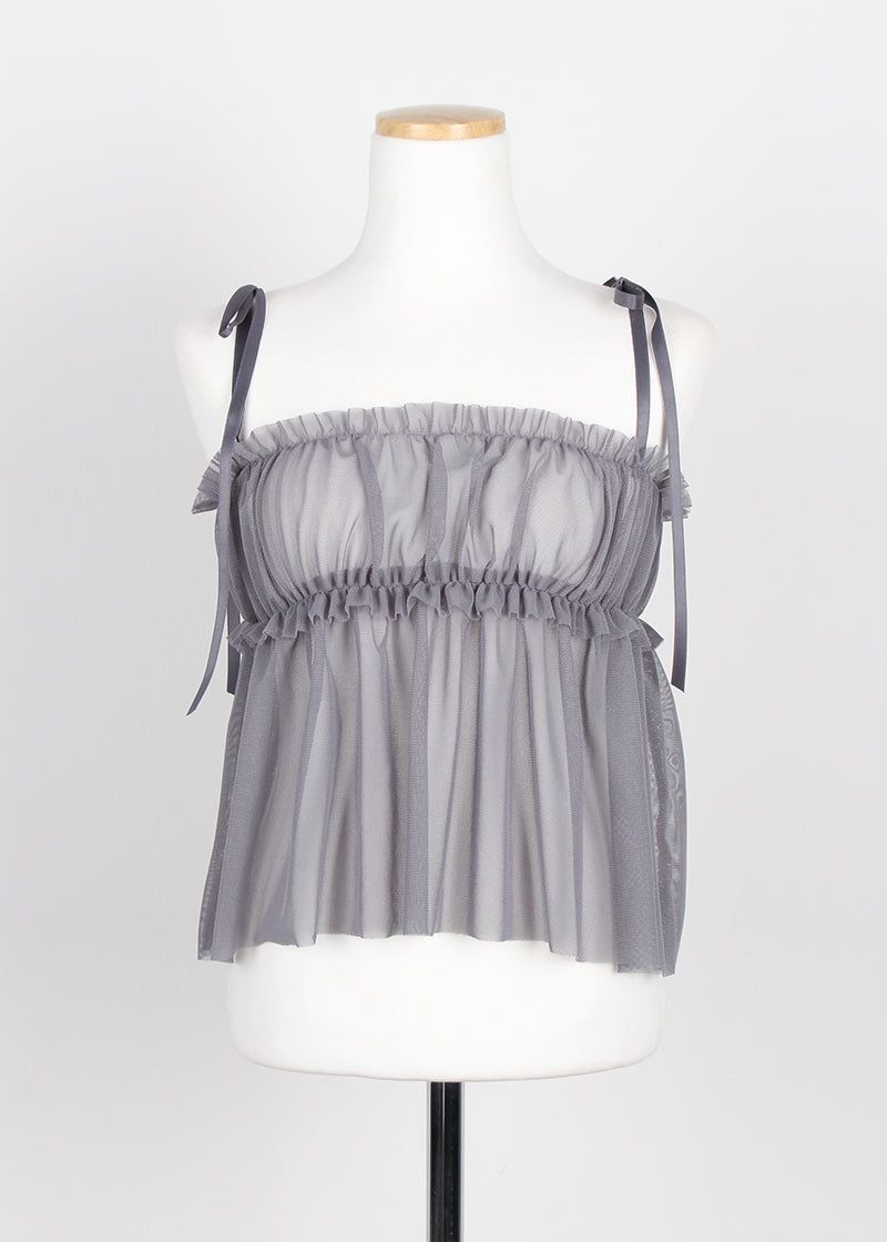 MESH SHIRRING TOP
