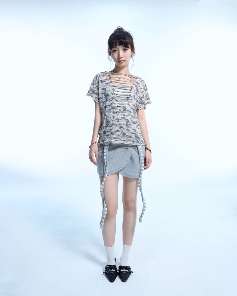 Camo Slash Eyelet Tee