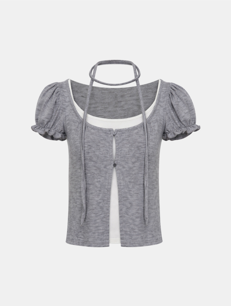 Dalen Layered Puff Cardigan Set