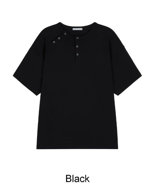 Felder Double Henley Neck Short Sleeve Tee