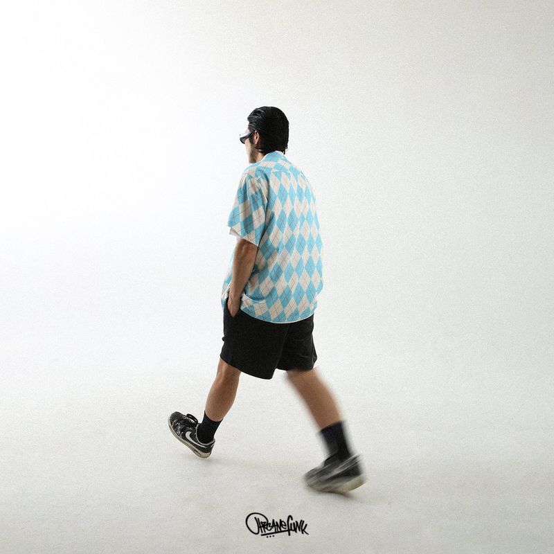 ARGYLE FUNK HALF SHIRTS BLUE