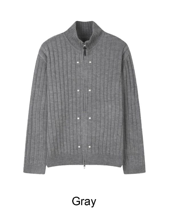 Dien Studded Ribbed Knit Zip-up