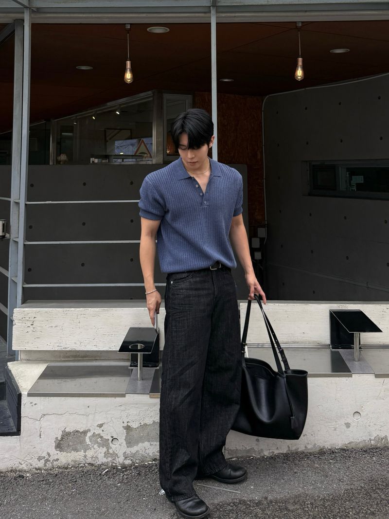 Robe skash collar short-sleeved knitwear