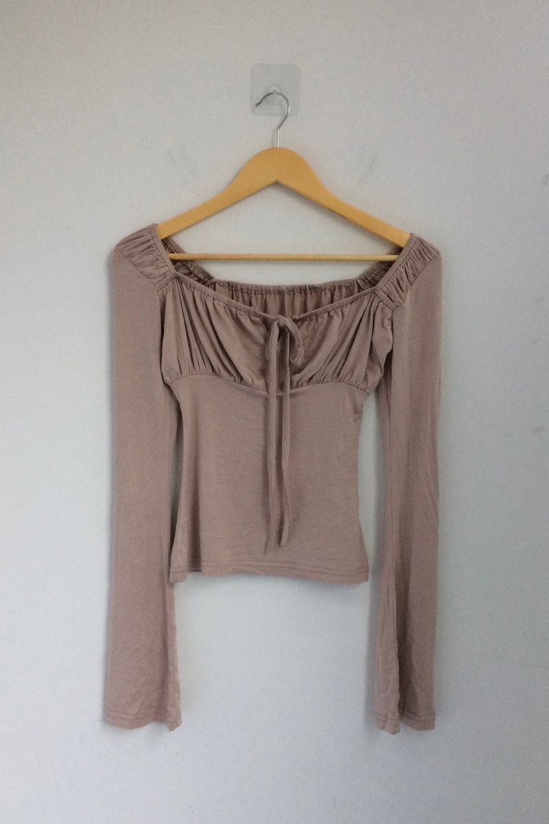Slim Fit Ribbon Shirring Top