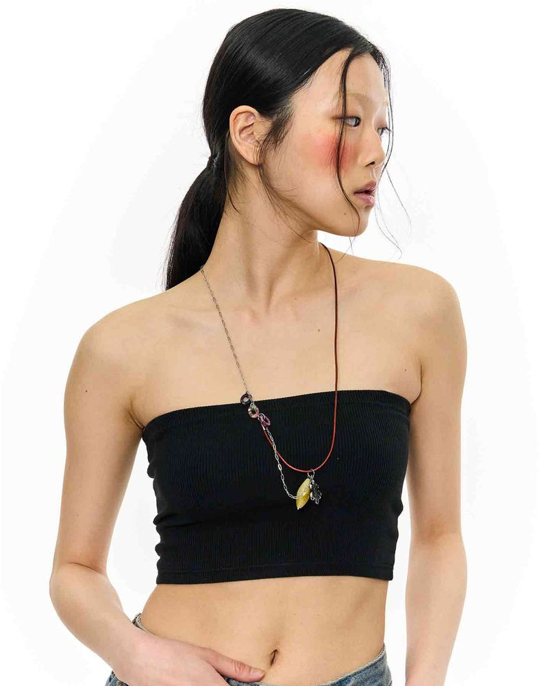  Stone Combi Necklace - Anchor _ BROWN